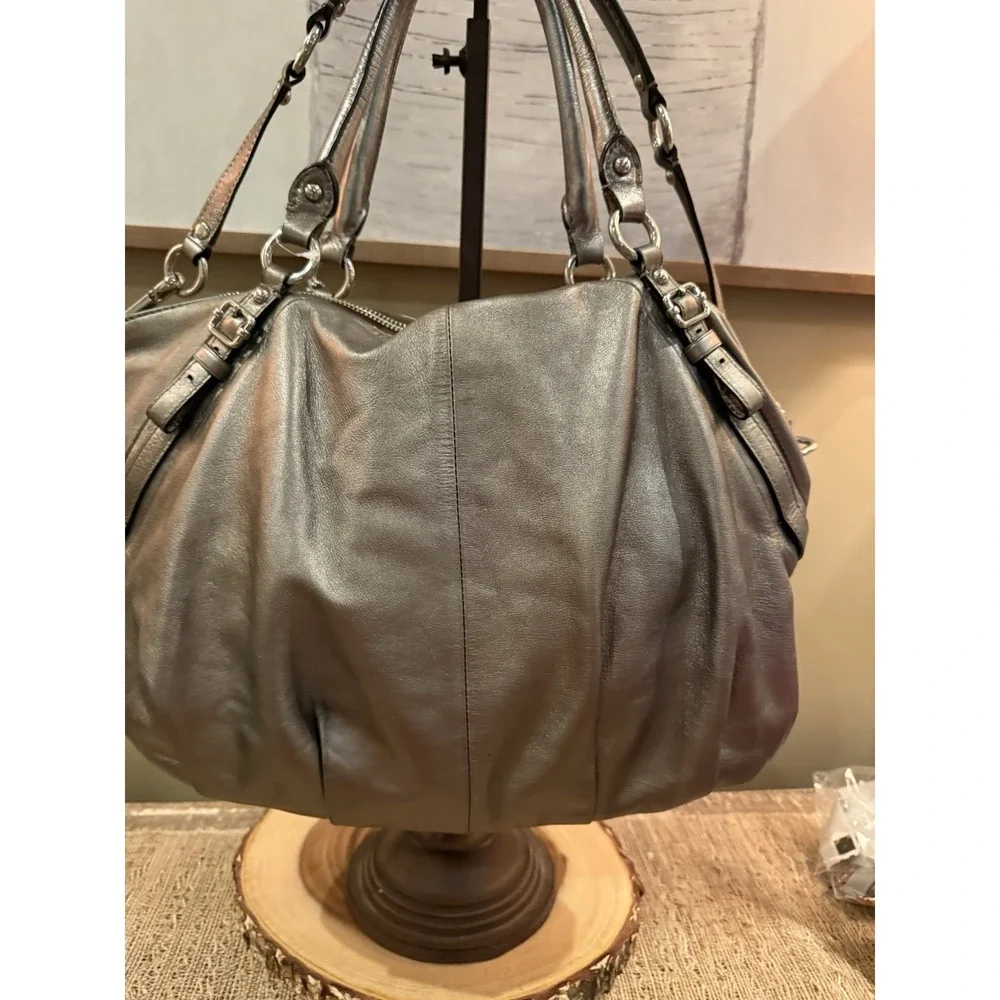 Coach Madison Sophia Metallic Leather Satchel Slouchy Shoulder Bag Purse 15955
